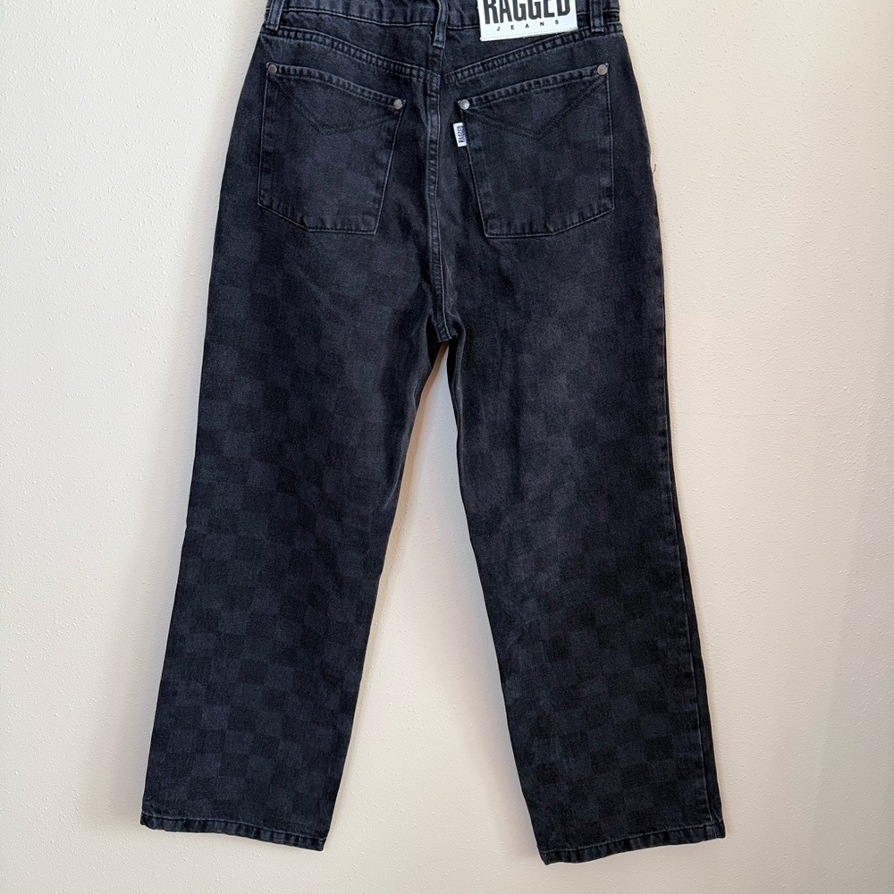 The Ragged Priest Rook Checkered Dad Jeans Black High Rise Size 28 NWT